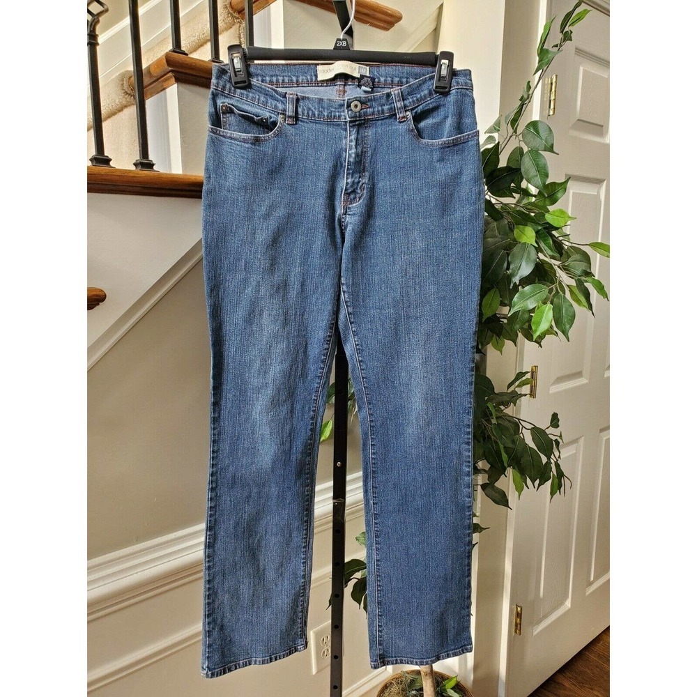 Gap Women's Blue Denim Cotton Mid Rise Straight Legs Stretch Jeans Pant Size 12R